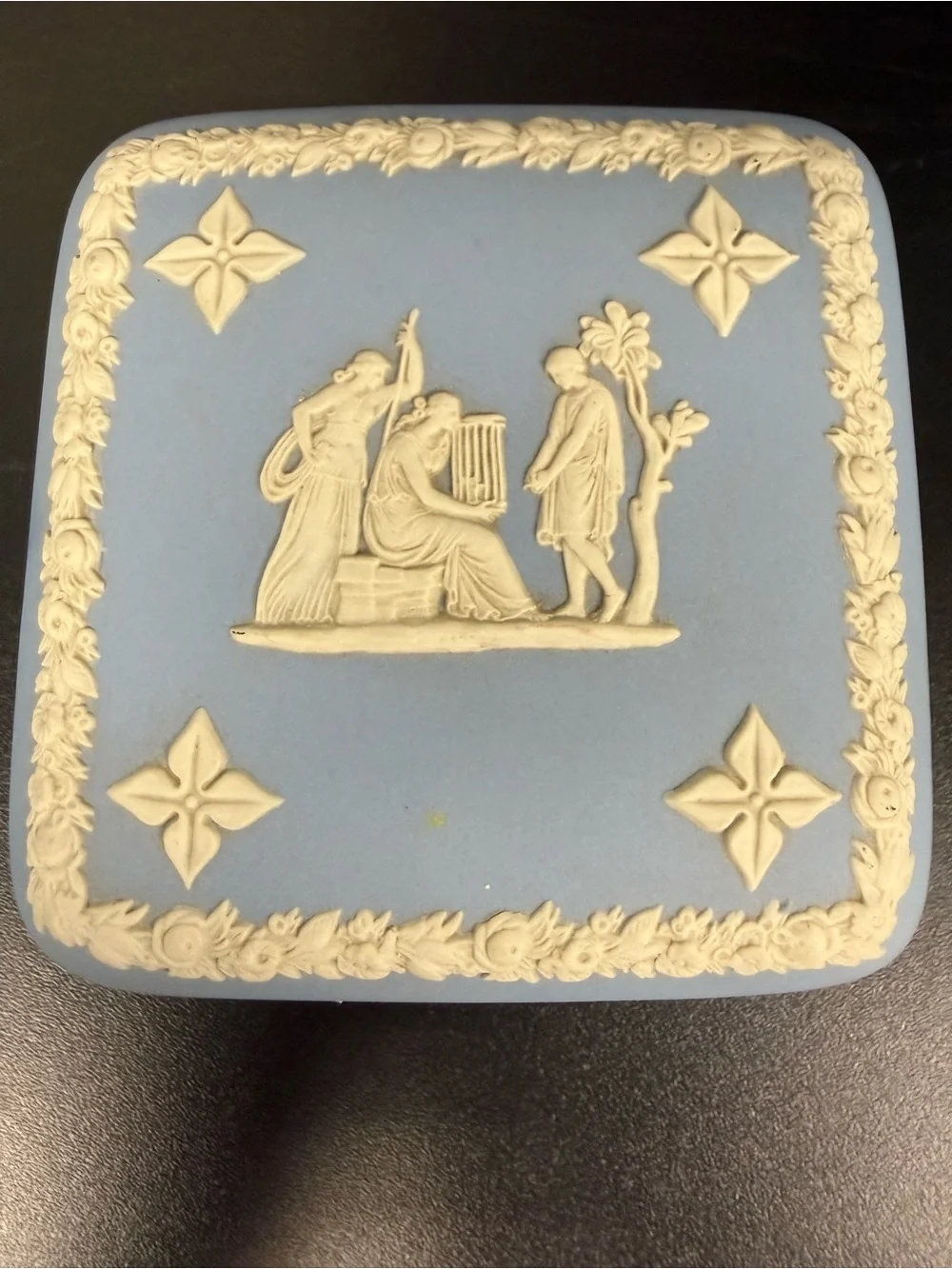 Vintage Wedgwood Jasperware Jewelry Box with Lid 1970s